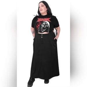 Black Button-Front Women's Skirt